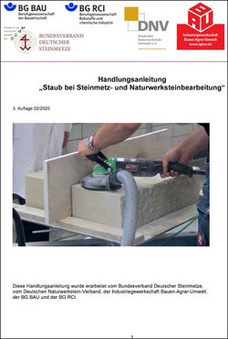 Handlungsanleitung "Staub bei Steinmetz- und Naturwerksteinbearbeitung"