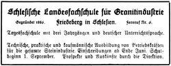 Anzeige der Granitschule Friedeberg über ihr Unterrichtsangebot