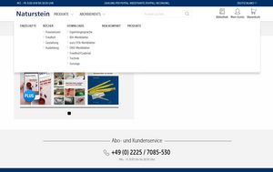 Naturstein-Webshop mobil optimiert