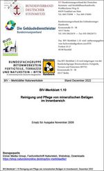 BIV-Merkblatt 1.10 "Reinigung und Pflege von mineralischen Belägen im Innenbereich" 
