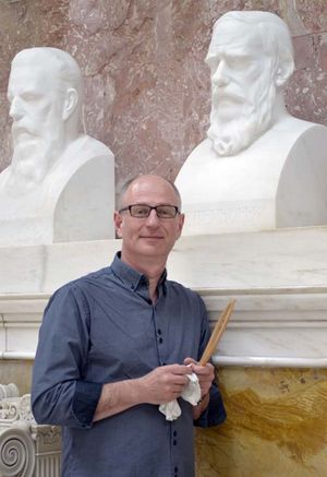 Uwe Spiekermann bei Vorstudien in der Walhalla 