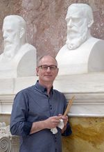 Uwe Spiekermann bei Vorstudien in der Walhalla 