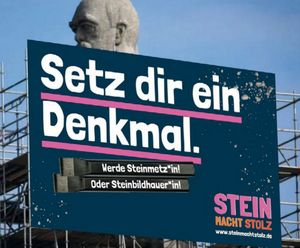Raus aus der verstaubten Ecke, rein ins Leben: Was die Steinberufe brauchen, ist öffentliche Wahrnehmung. Hier ein Layout-Beispiel für ein regionales Plakat in Kooperation mit Städten bzw. Gemeinden. (Foto: freepik.com)