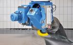 Detailaufnahme des Sägezentrums TC600 von Thibaut. Die 5-Achs-Brückensäge zählt zu den TopSellern des französischen Maschinenherstellers.
