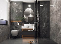 Bad mit Wand- und Bodenverkleidung aus Naturwerkstein